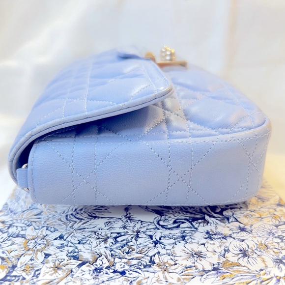 DIOR Crossbody Bag in Light Blue Cannage Lambskin Authentic Christian Dior - Picture 5 of 15
